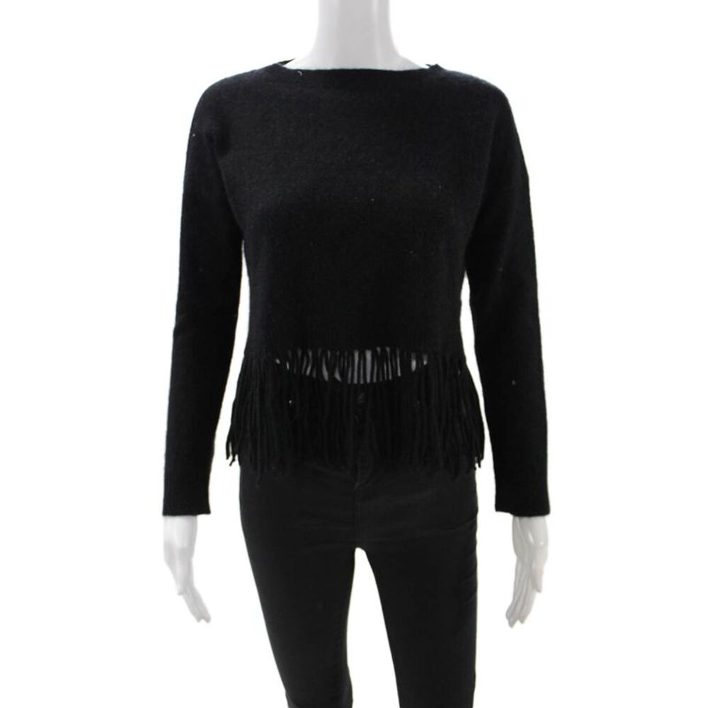 The Perfext Unisex Pullover Sweater Black Long Sleeve Round Neck Size S